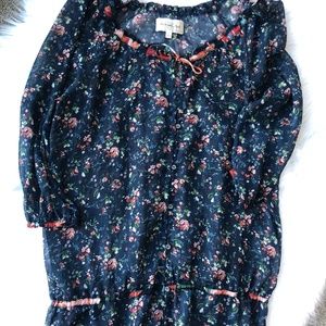 (Abercrombie & Fitch) Navy Floral Blouse